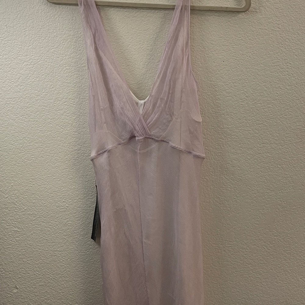 Top Shop Sheer Lavender 100% silk maxi dress romantic delicate fairy Sz 10 - Picture 5 of 7